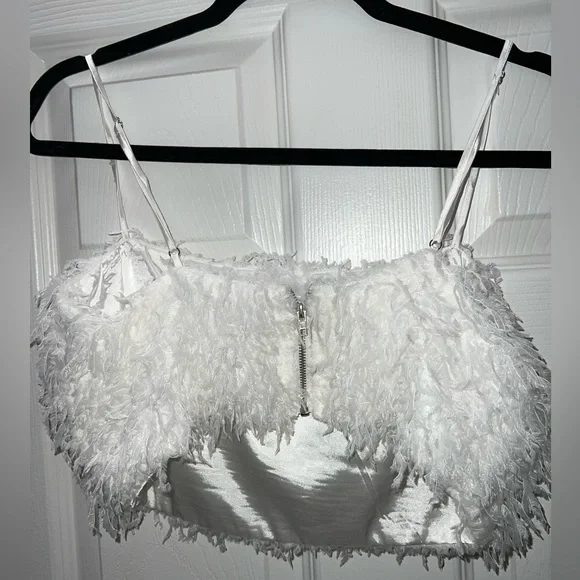 Cotton Candy LA Size M Feather Crop Top with zipper - Picture 2 of 2